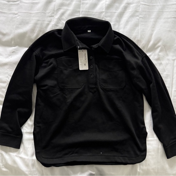 Locachy Tops - Women's Black Button Down Shirt